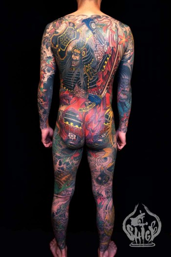 Tatuaje de espalda entera de un samurai