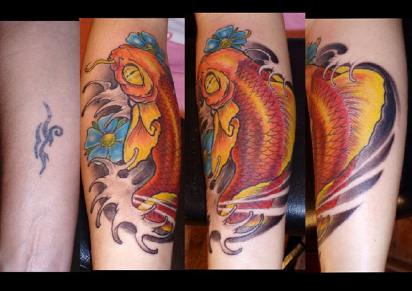 Tatuaje de una carpa con ojos de dragón