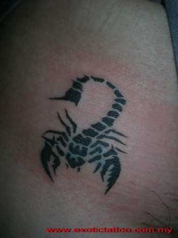 Tatuaje de un escorpión en el pubis