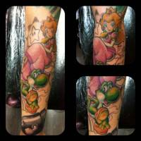 Tatuaje de la princesa Peach y Yogi de Super Mario Bros