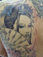 Tatuaje de una bonita cara de geisha