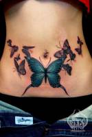 Tatuaje para mujeres, mariposas en la barriga
