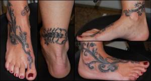 Tatuaje de plantas en el pie y tobillo 