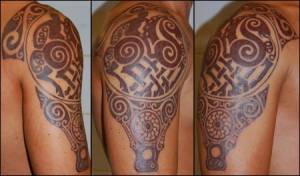 Tatuaje de un jinete y su cavallo de estilo celta