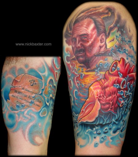 Tatuaje de un corazón en el agua