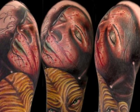 Tatuaje de caras terroríficas