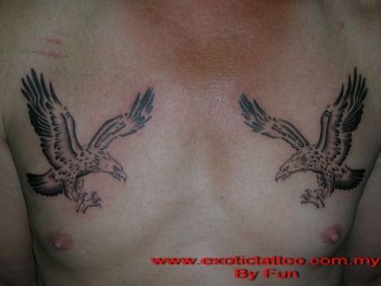Tattoo de dos águilas en el pecho