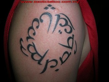 Tatuaje de un circulo formado de letras