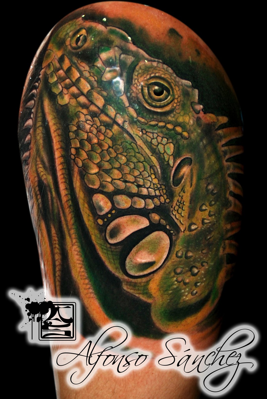 Tatuaje de una cabeza de iguana