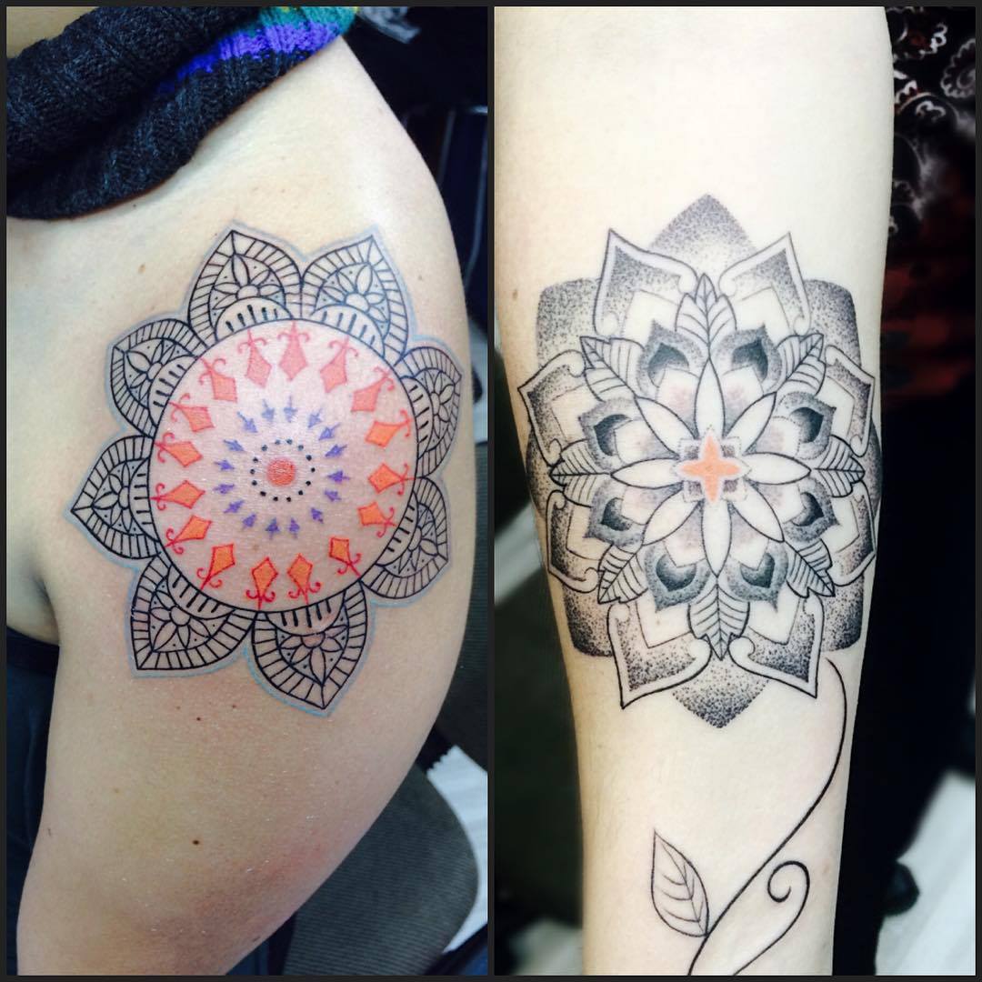 Tatuaje de flores-mándala