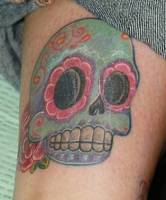 Tatuaje de una calavera mexicana