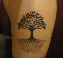 Tatuaje de un árbol con muchas raíces