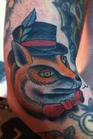 Tatuaje de un zorro con sombrero