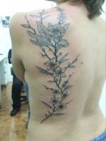Tatuaje de una rama con muchas flores
