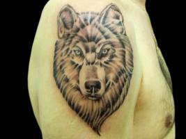 Tatuaje de la cabeza de un lobo