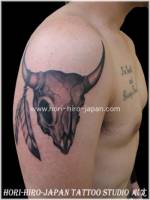 Tatuaje de calavera de búfalo indio