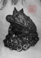 Tatuaje de Chan Chu, la rana del dinero china