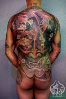Tatuaje japonés de cuerpo entero. Tatuaje del demonio japonés Hanya