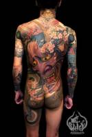 Tatuaje japonés de cuerpo entero. Tatuaje de Hanya en toda la espalda