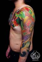 Tatuaje Fénix japonés, medio brazo
