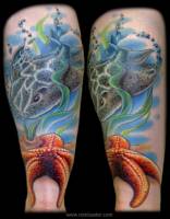 Tatuaje de un pez y una estrella de mar