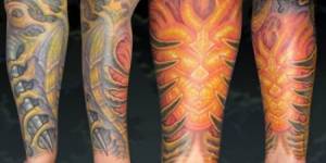 Tatuaje de piel alienígena para la tibia