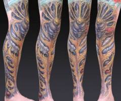 Tatuaje de piel de alien para la pierna