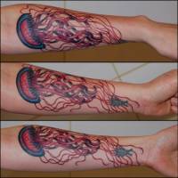 Tatuaje de una medusa en el antebrazo