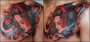 Tatuaje de la cara de una geisha