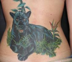 Tatuaje de una pantera negra descansando