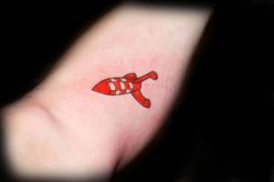 Tatuaje del cohete de Tintín