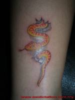 Tatuaje de una serpiente saliendo de la piel