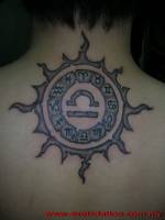 Tatuaje de un sol con los símbolos del horóscopo dentro