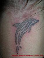 Tatuaje de un delfín en la nuca