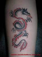 Tatuaje de una sombra de dragón lanzando fuego