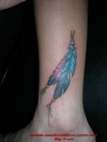 Tatuaje de un par de plumas indias a color