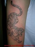 Tattoo de un tigre en blanco y negro