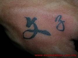 Tatuaje de letras en la mano
