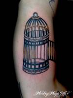 Tatuaje de una jaula abierta