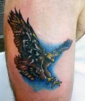 Tattoo en el brazo de un águila a color