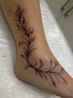 Tatuaje de unas plantas en el pie de una chica