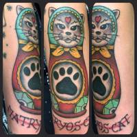 Tatuaje de una Matrioska gato