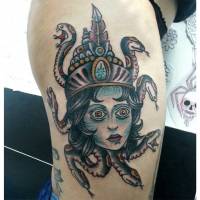 Tatuaje old school de Medusa