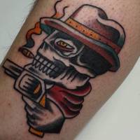 Tatuaje de una calavera gangster