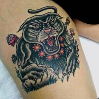 Tatuaje de una pantera old school
