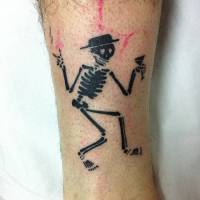 Tatuaje de un esqueleto de fiesta