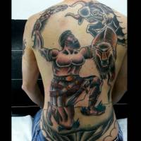 Tatuaje de un luchador en color