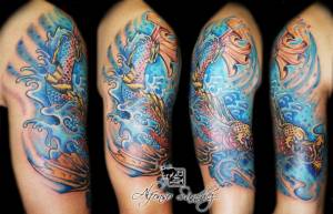 Tatuaje de una carpa transformándose en dragón