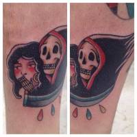 Tatuaje de la muerte llevándose una chica