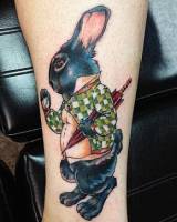 Tatuaje del conejo de alicia en el país de las maravillas